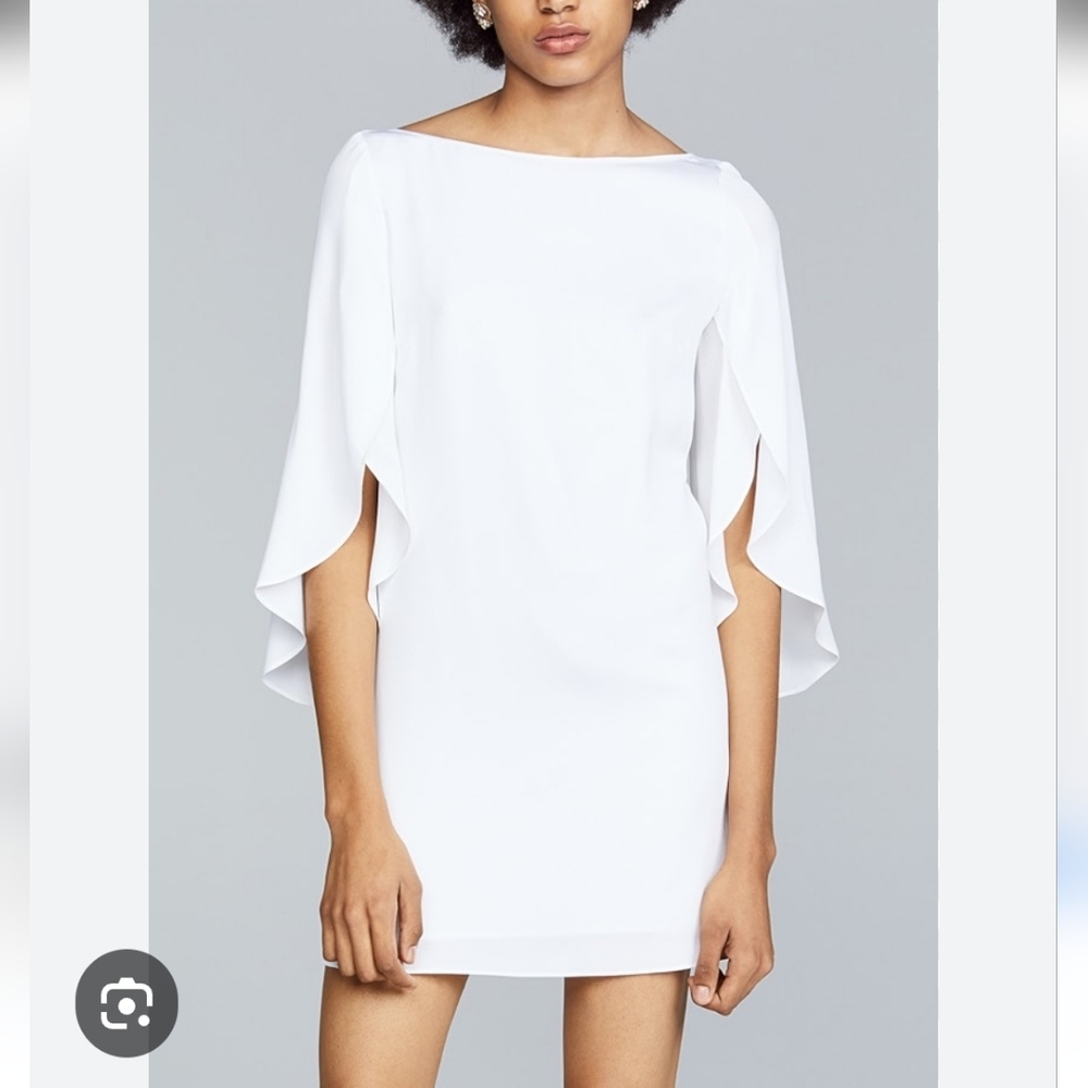 NWT$350 Milly Stretch Silk Crepe Butterfly Sleeve Scoop Back Mini Dress 2 (XS)